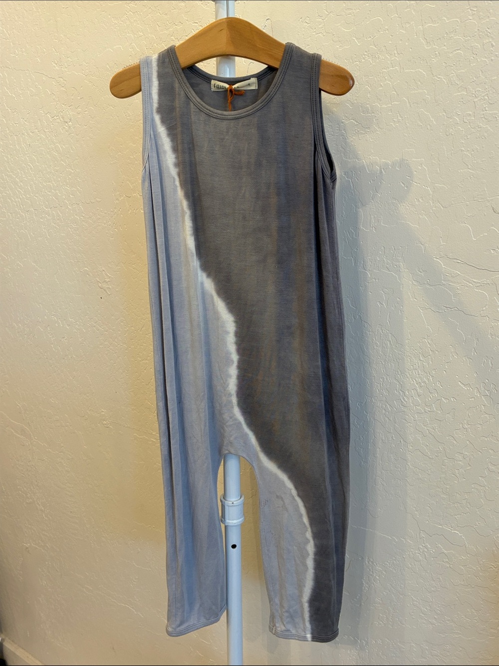 Fairwell Gray and White Tie-Dye Sleeveless Jumpsuit Romper